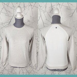 Lululemon Heathered White Stretch French Terry Tencel Panel Sweatshirt